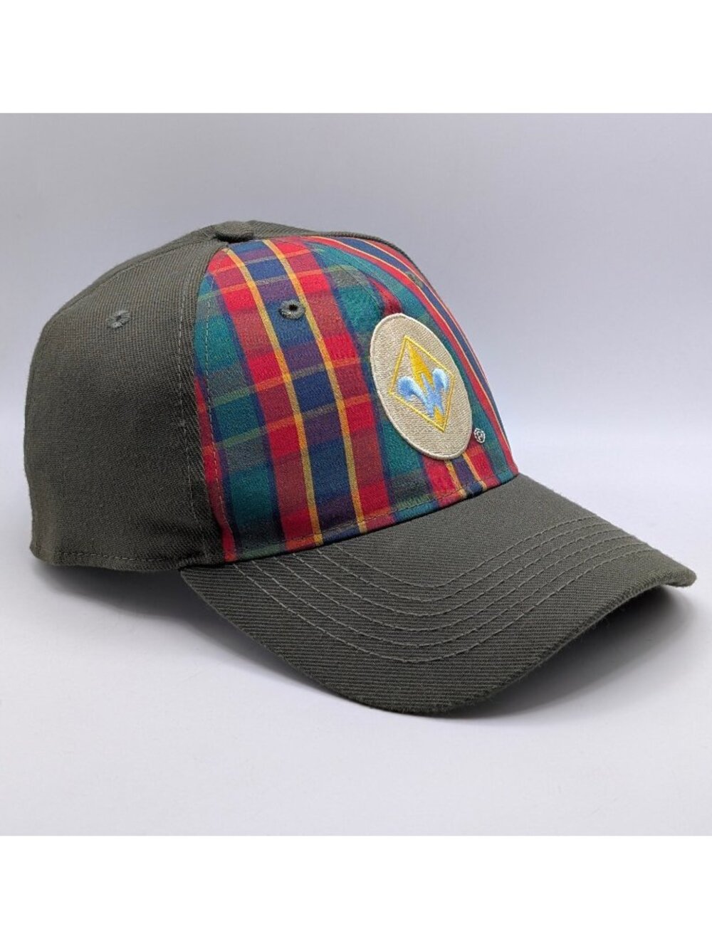 Webelos Cub Scout Hat Cap M/L Boy Scouts of America BSA Green Red Plaid Fitted